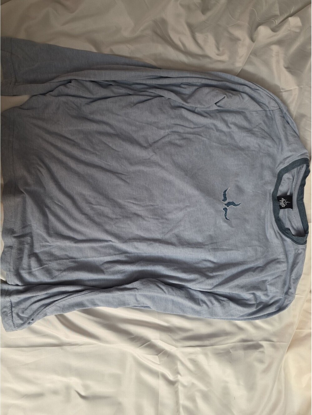 prAna Men's Long Sleeve Crew Neck Shirt Blue Size Large Lightweight - Picture 1 of 3